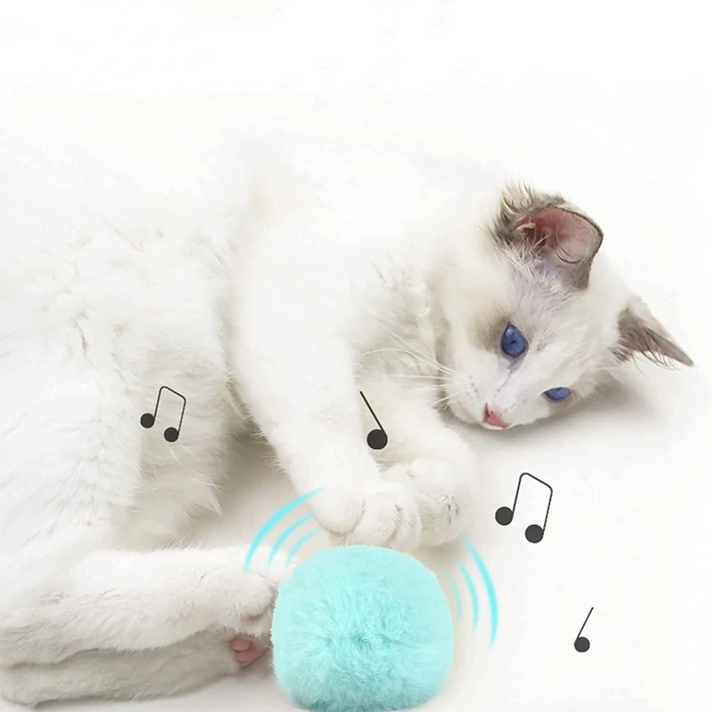Smart Cat Toys Interactive Ball Plush Electric Catnip Training Toy Kitten Touch Sounding Pet Product Squeak Toy Ball Cat Supplie gallery 4