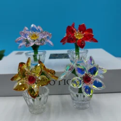 1pc decorative flower crystal sunflower, orchid, sunflower vehicle crafts, desktop office ornaments, crystal decorations wholesa