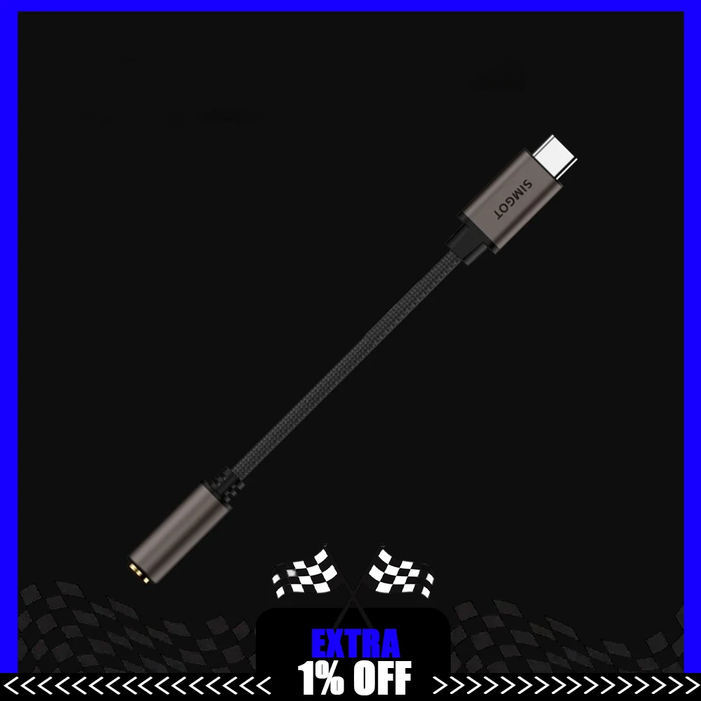 

SIMGOT DEW0S Hi-Fi USB-C-адаптер с разъемом 3,5 мм и функцией DAC/усилителя, поддерживающий декодирование аудио высокого разрешения до 32-бит/384 кГц