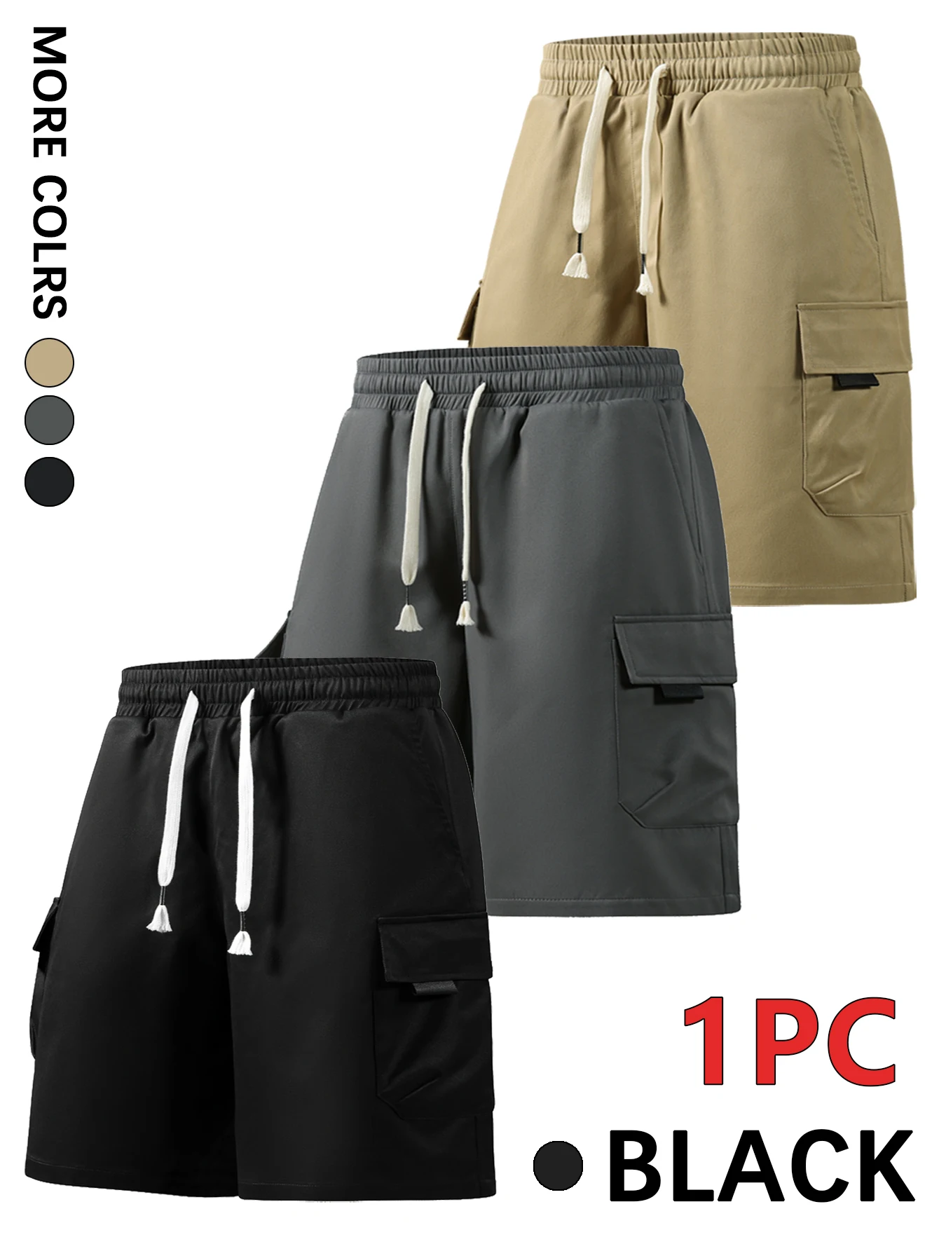 

Men's Light Plate Large Flap Pocket Pants Cargo Shorts, Smooth Draped, Soft and Anti-Wrinkle, Comfortable Fabric, Breathable and Skin-Friendly, Fashionable and Versatile, Suitable for Outdoor Sports, Exercise and Fitness, Daily Wear