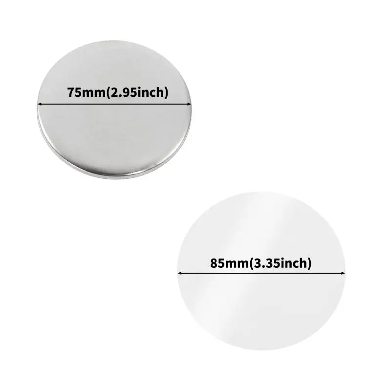 Imagem -05 - Mini Round Mirror Material Badge Pinos de Botão em Branco Tampa Traseira de Ferro Máquina Maker Faça Você Mesmo 58 mm 75 mm 100 Sets