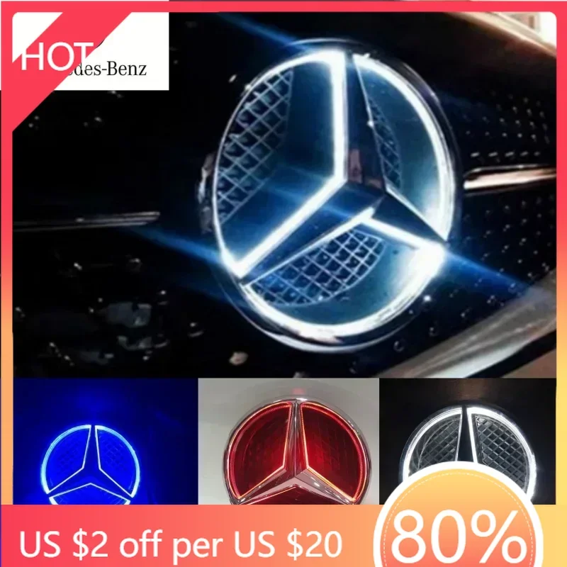 

Колпаки ступиц Mercedes Benz W205, C, E, R, ML, GL, GLA, CLA, CLS, 2013-2016 гг., передний звездный логотип автомобиля, логотип со светодиодной подсветкой, белый свет