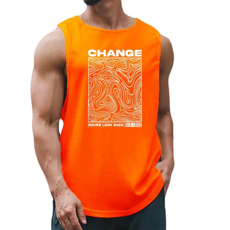 Summer Men Fashion Gym Workout  Pumping iron Tank Tops Fitnes Clothing Quick Dry Loose Bodybuilding Sleeveless Breathable Shirts view 2