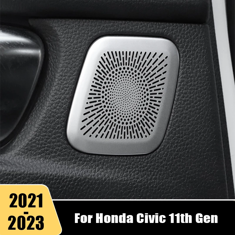 

For Honda Civic 11th Gen 2021 2022 2023 Stainless Car Rear Door Handle Audio Horn Cover Speaker Trim Hood Decoration Accessories