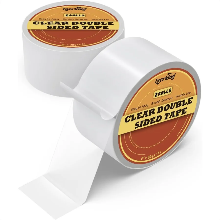 

Прозрачная двусторонняя лента, 2 рулона, прозрачная съемная настенная безопасная сверхпрочная двухсторонняя самоклеящаяся настенная тканевая лента для художественных поделок