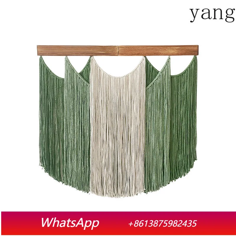CX Wood Panel Fringed Tapestry Bohemian Hand Woven Fringe Tapestry