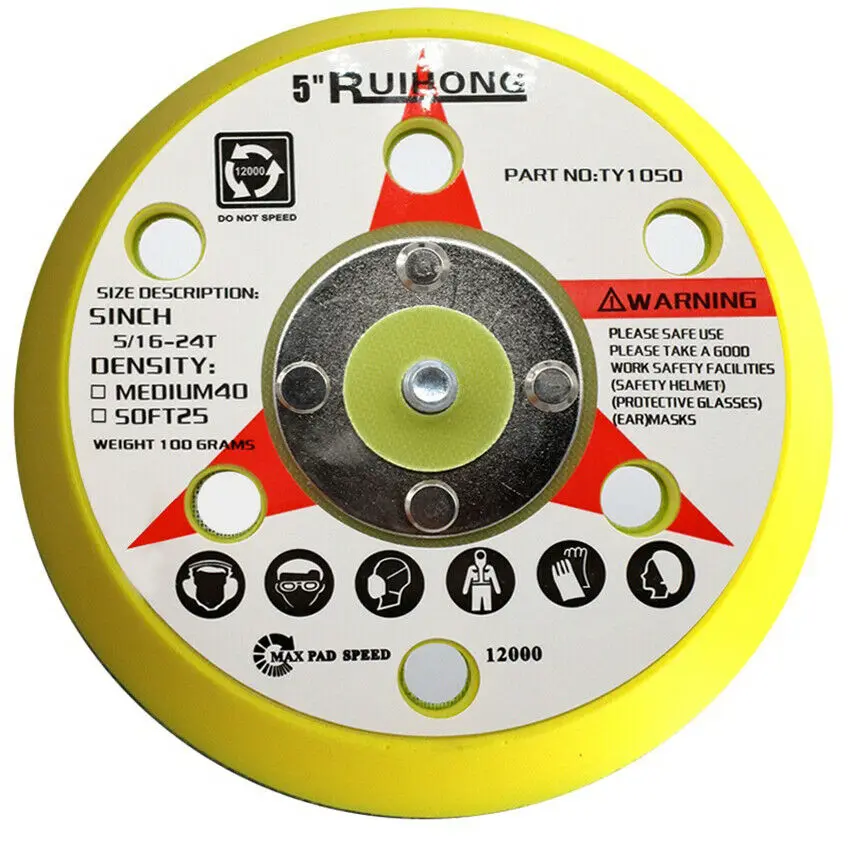 125mm molhado & seco discos de lixamento 6 buraco filme almofadas de lixa gancho loop almofadas de apoio