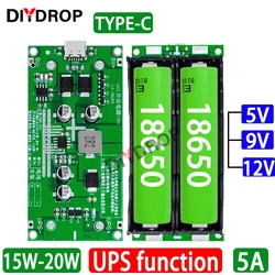 DC Type-C 15W 3A 18650 Moduł ładowarki akumulatorów litowych DC-DC Step Up Booster Szybkie ładowanie Zasilanie / konwerter UPS 5V 9V 12V