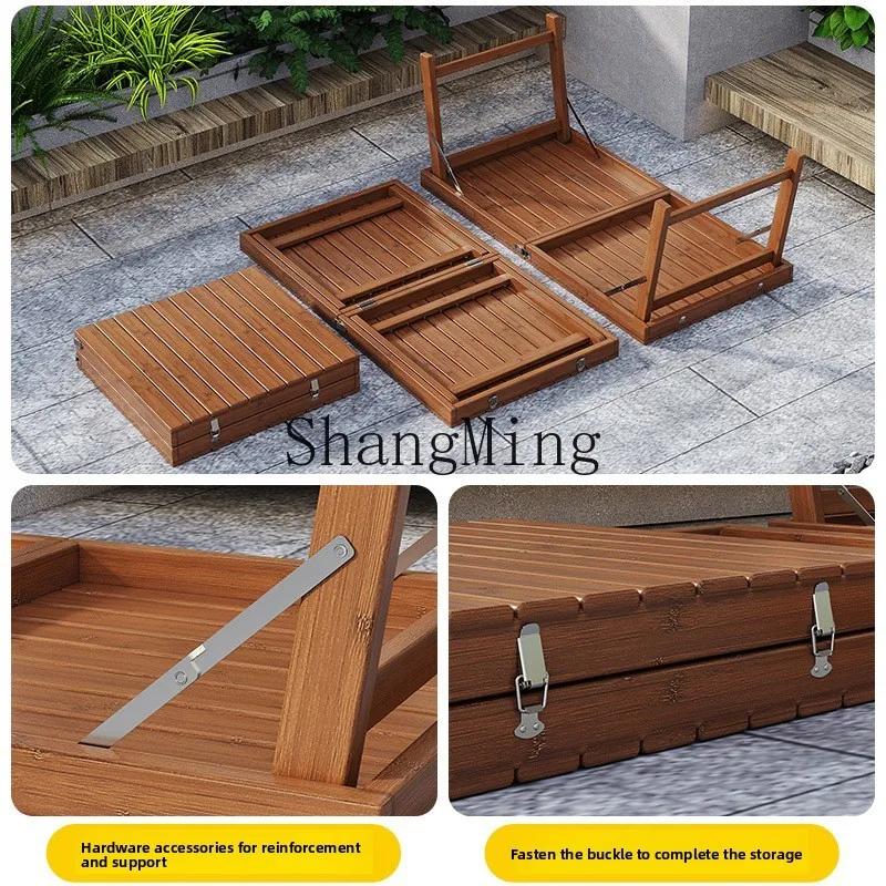 DSA outdoor bamboo folding tables and chairs installation-free portable stall camping small apartment household