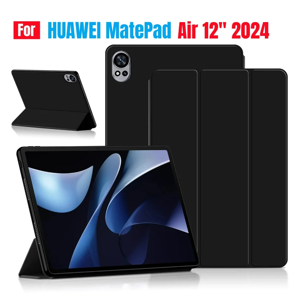 For HUAWEI MatePad Air 2024 12 Inch Tri-Folding Flip Stand Cover For MatePad Air 12 BKY-W00 Tablet Auto Sleep Cover