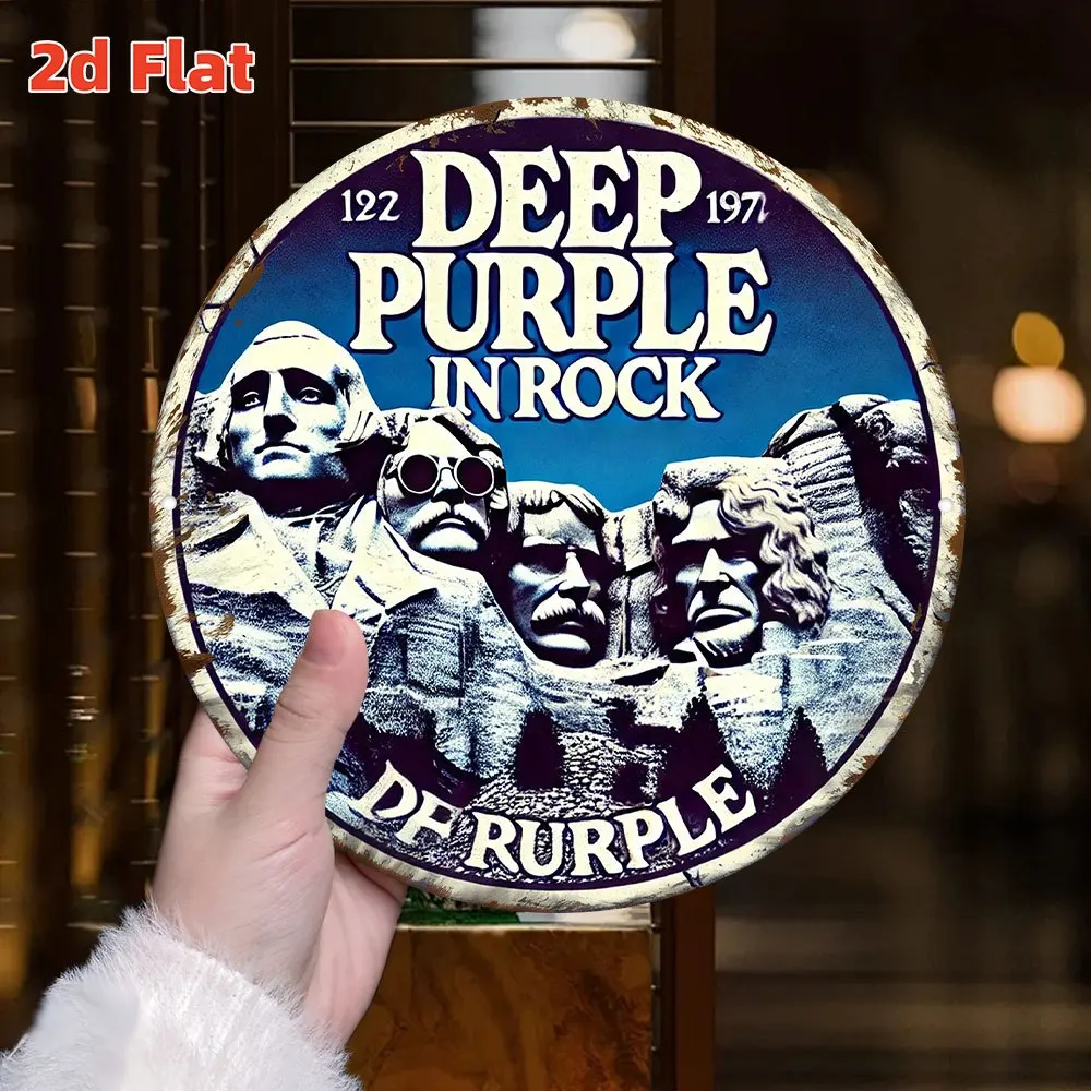 [لوحة فنية جدارية معدنية عتيقة "Deep Purple Rock" - ديكور ثقافة الصخور القديمة لعام 1972، لافتة قصدير ألومنيوم متينة للمنزل