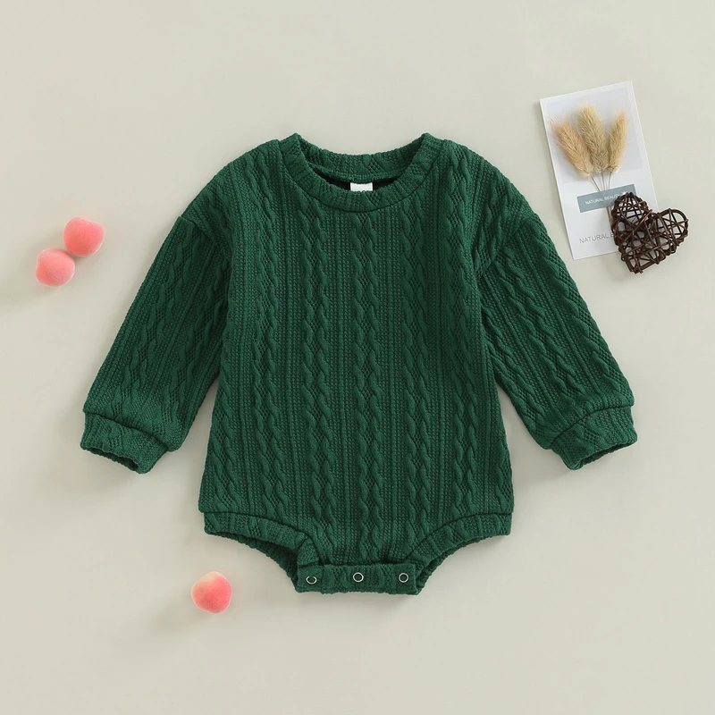 0-18M  Newborn Toddler Baby Sweater Romper Solid Color Long Sleeve Knit Bodysuits Knitwear Boys Girls Autumn Winter Clothing