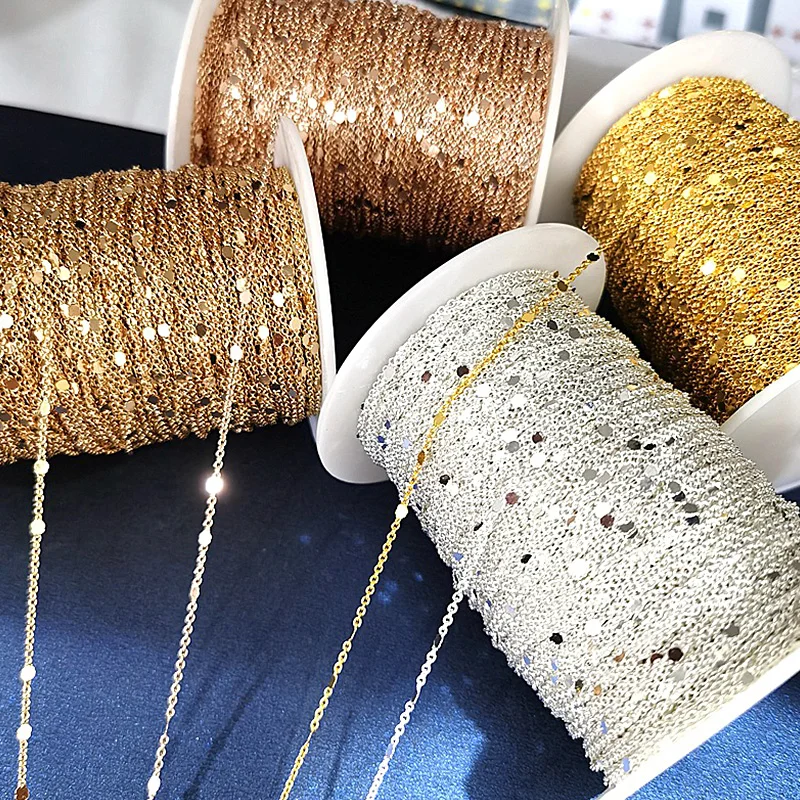 

2M 5Colors Sequins Chain DIY Craft Necklace Bracelet Ring Earring Jewelry Making Components Bag Textile Party Decor Accessory