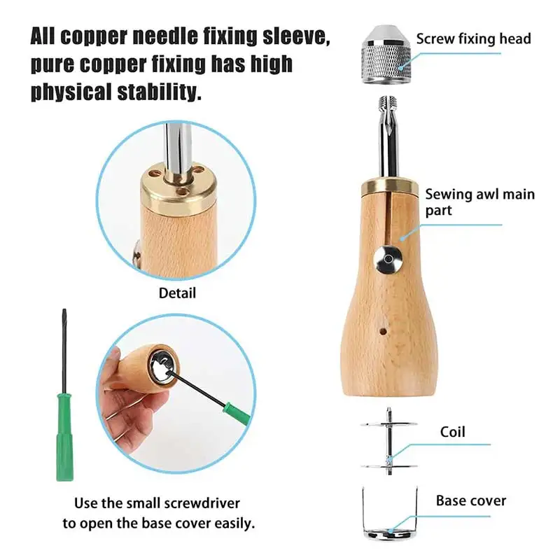 Quality Speedy Stitcher Sewing Awl Kit Leather Craft Stitching Waxed Thread Needles Leather Craft Sewing Shoes Repair Tools