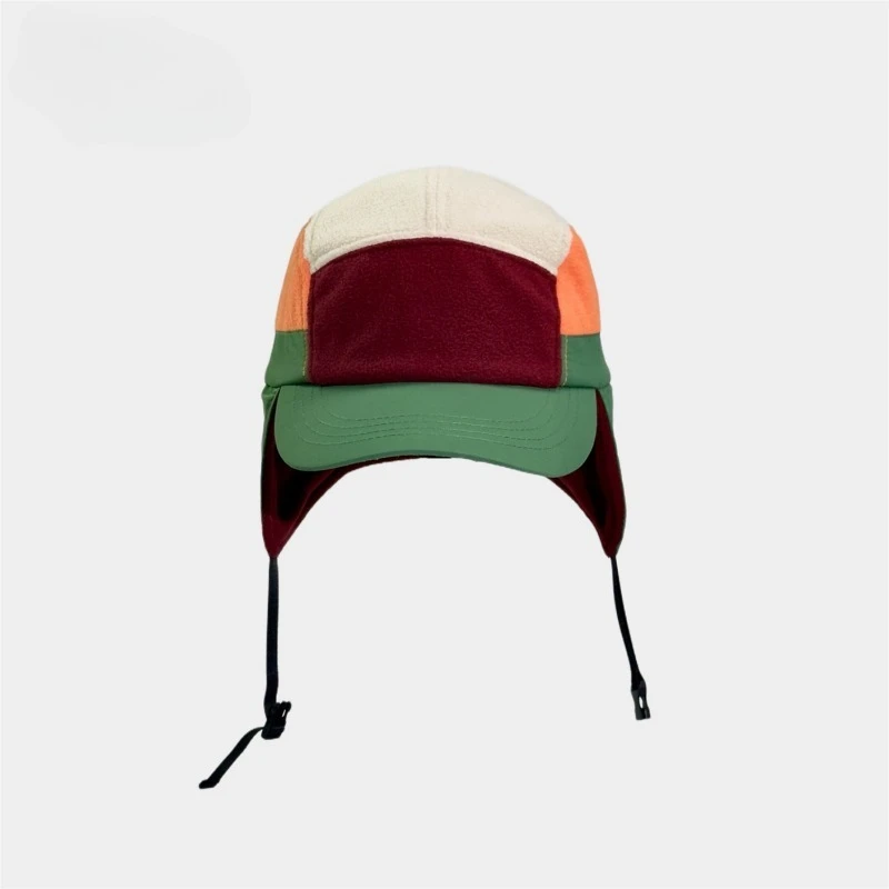 Individuell bedruckte Baseballkappe mit gesticktem Logo, kontrastierenden Farben und Fleece-Ohrschutz für den Winter, warme Bombermütze für Herren zum Reiten – Detail 2