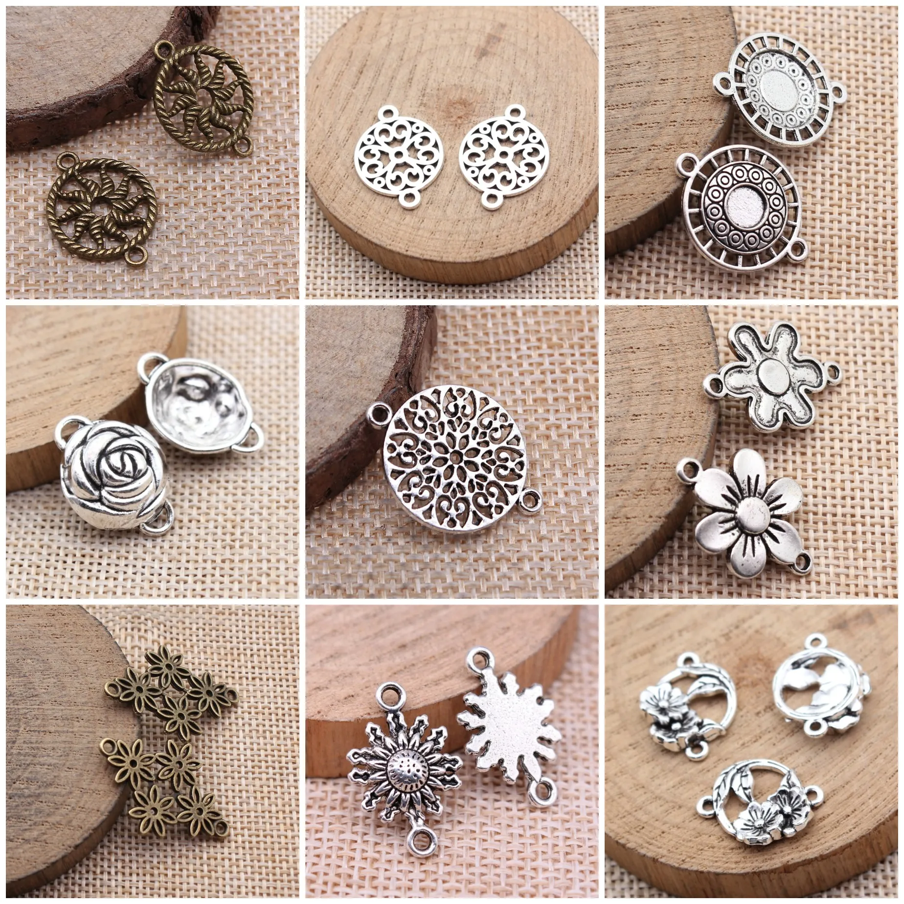 Classic Floral Slice Flat Jewelry Connectors Accessories For DIY Handmade Craft Making Wholesale