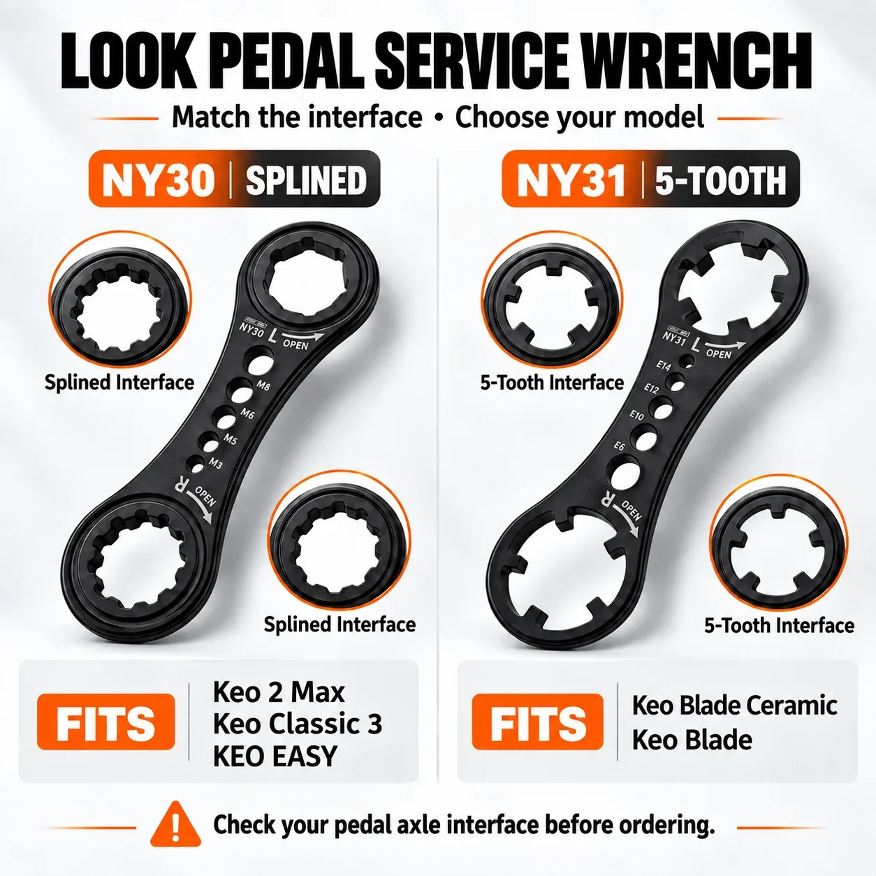 Pedal Wrench for LOOK KEO 2 Max Classic 3 EASY KEO BLADE Ceramic Pedals NY30 Splined NY31 5 Tooth Bicycle Repair Maintenance Kit