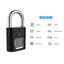 Fingerprint Padlock Biometric Padlock Store 10 Fingerprints 3 LED Indicator Light Security Keyless Mini Lock for Locker Gym Door