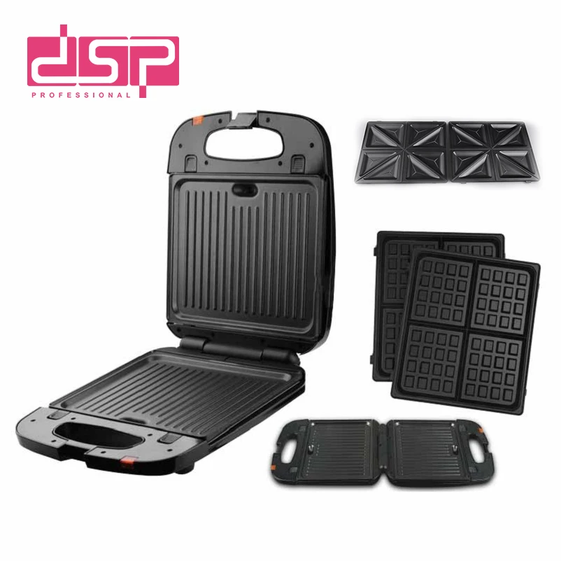 DSP High Quality 1200W 2 in 1 Interchangeable Non-stick Coating Plates 4 Slices Waffle/Grill Maker Sandwich/Grill Maker