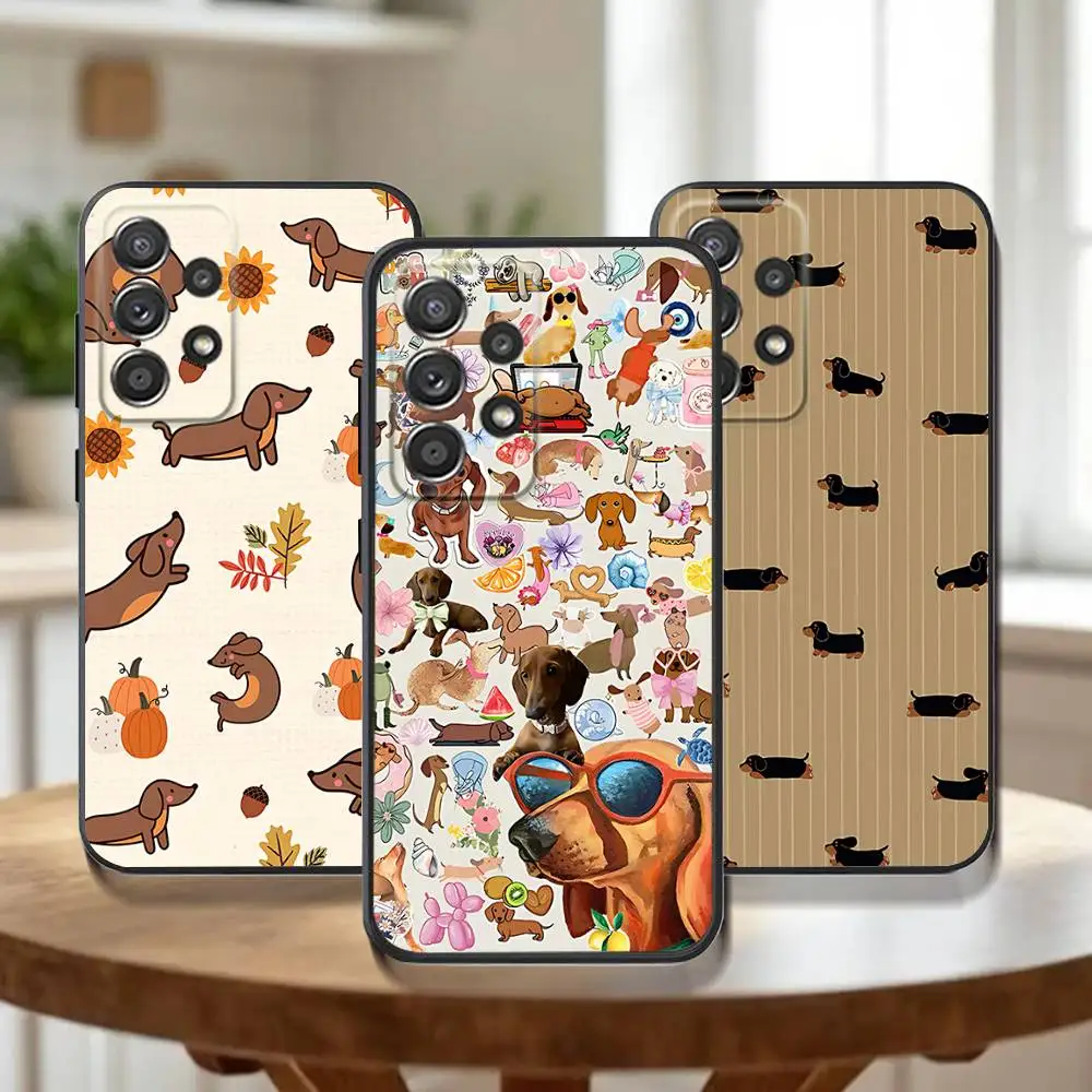 

Dachshund Dog Love For Samsung Galaxy A73,52,32,71,41,53,31,72,22,5G,J7,Note,8,9 Soft Black Dust-proof Cover