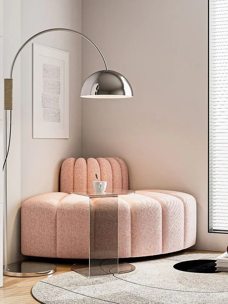 Factory Direct 2026 French cream wind corner small apartment living room bedroom corner module sofa corner fabric leisure lazy s