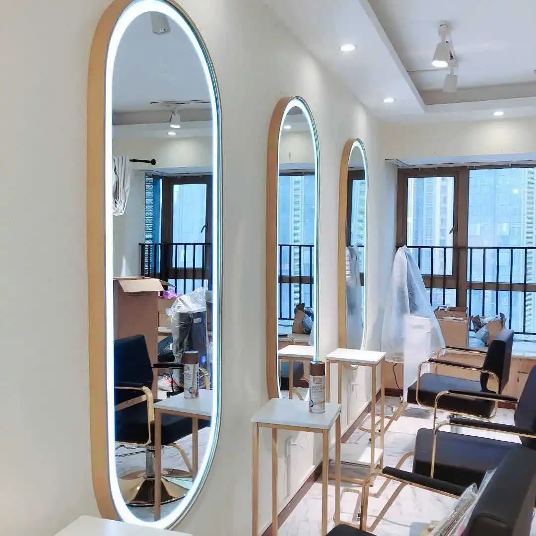 Salon metal frame Full-length wall mounted LED lighted led mirror