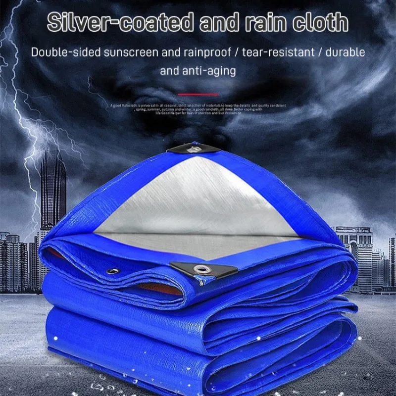Outdoor Thickened Tarpaulin Waterproof Camping Plastic Cloth Sunshade Rainproof Cloth Multipurpose Sunscreen Canvas Awning Clot