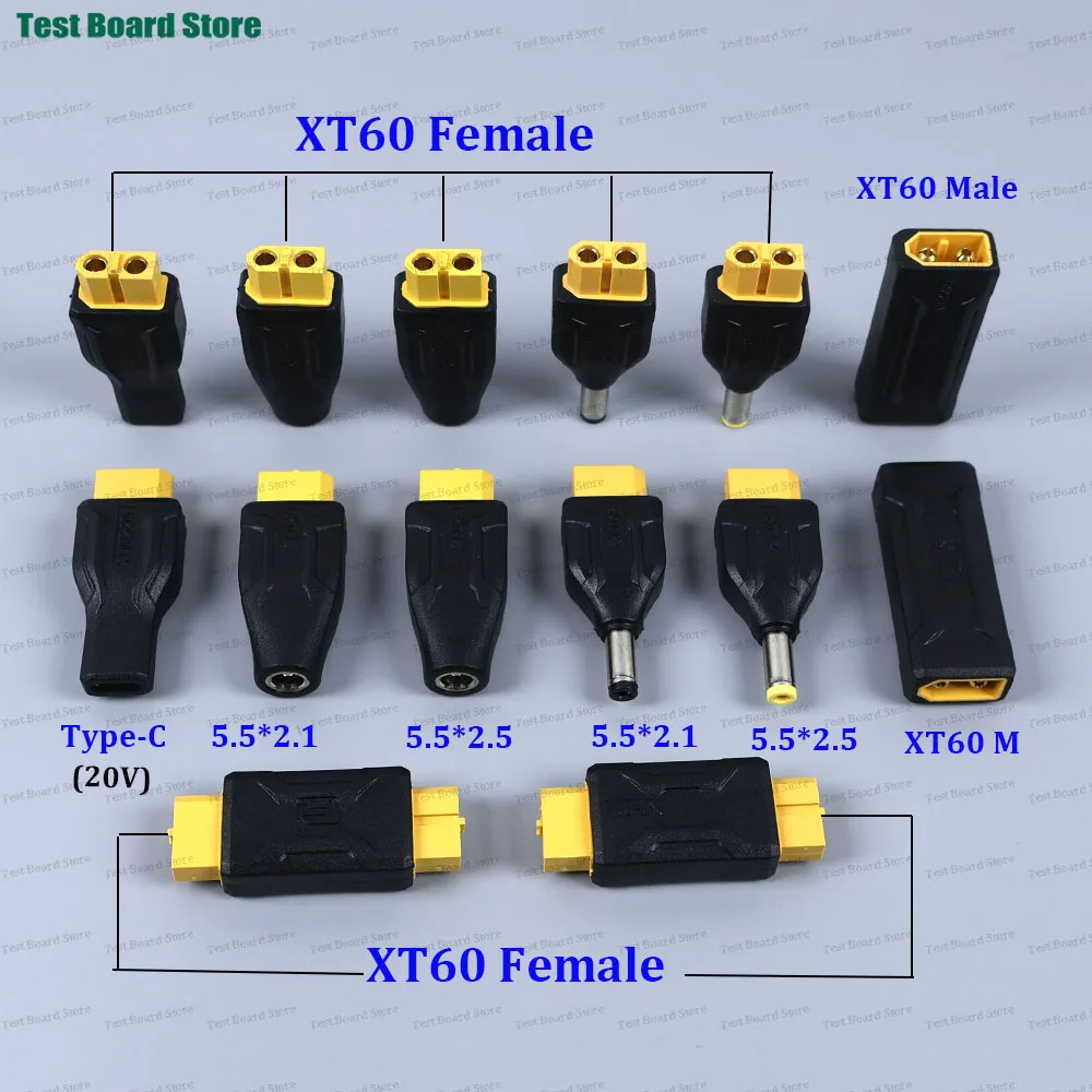1/2/5PCS XT60 Male Female to Type-c DC Male Female No Wire Connector Plug Adapter 5.5*2.5mm/5.5*2.1mm to XT60 Connector