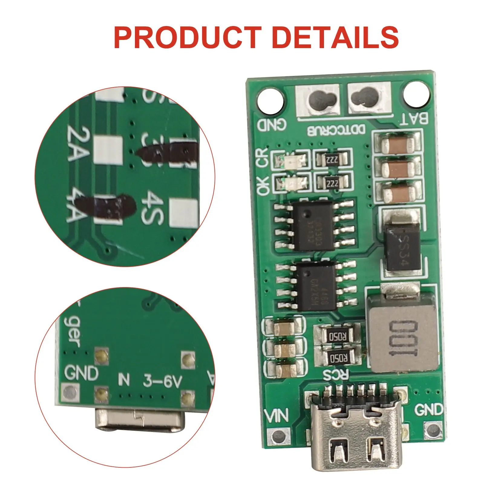 2S 3S 4S 1A 2A Tipo-C DC 3.7V 5V Naar 8.4V 12.6V 16.8V Step-Up Boost Lipo para equipamento elétrico ferramenta acessório