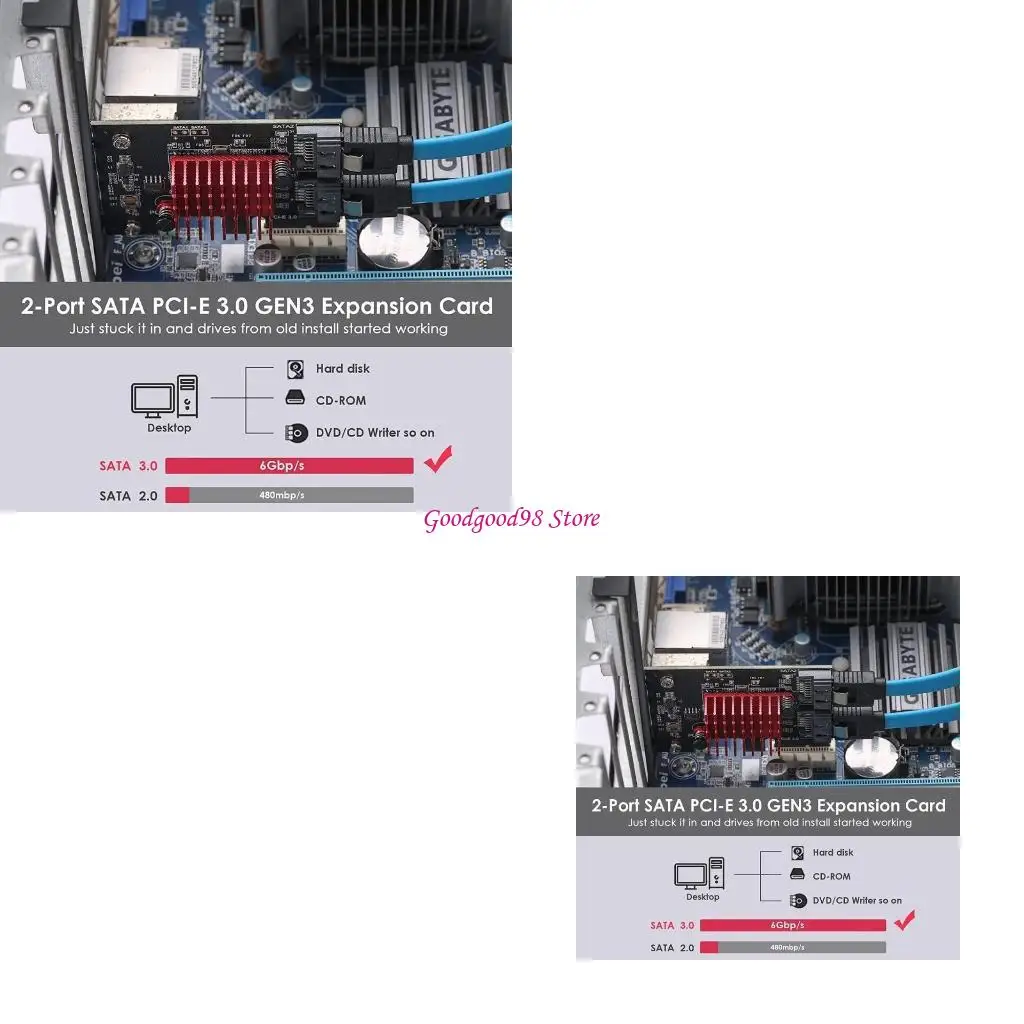 

2 Expansion Card PCI-E GEN3 JMICRON + JMB582 Chip 6 Gbit/s Expansion