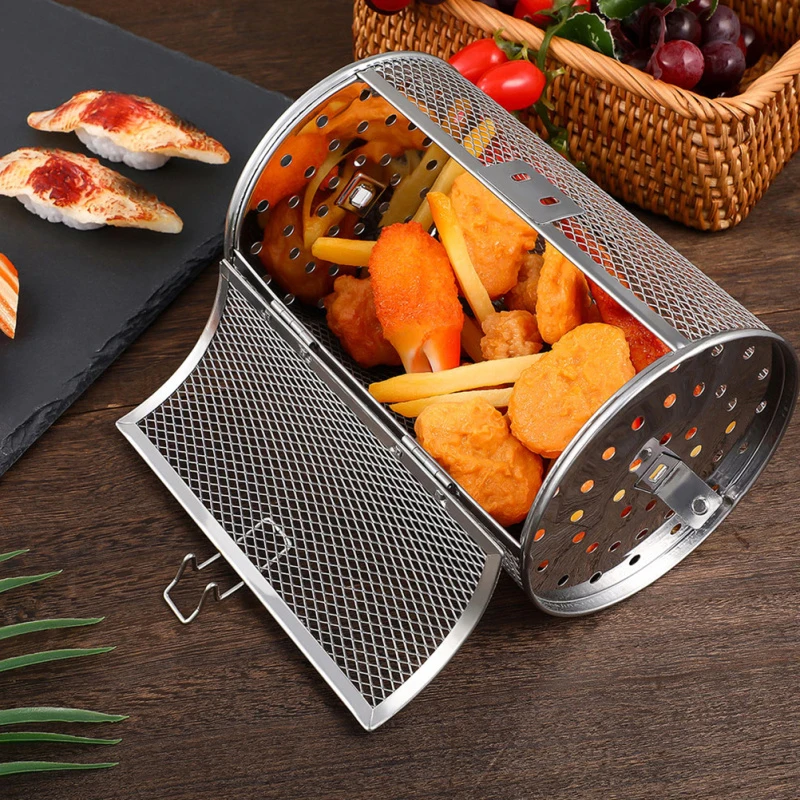 

Universal Stainless Steel Rotisserie Cage Drum Rack for Air Fryer, Coffee Bean Roaster & Grill