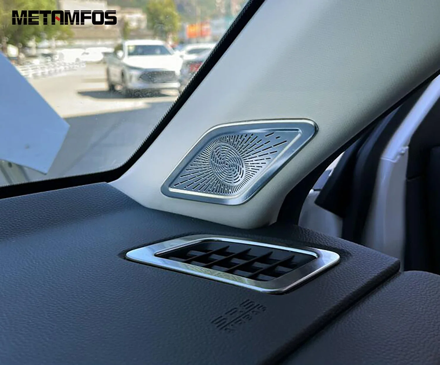 اكسسوارات لهوندا CR-V CRV 2023 2024 2025 الفولاذ المقاوم للصدأ الجبهة عمود مكبر الصوت مكبر الصوت غطاء الكسوة ملصق سيارة التصميم