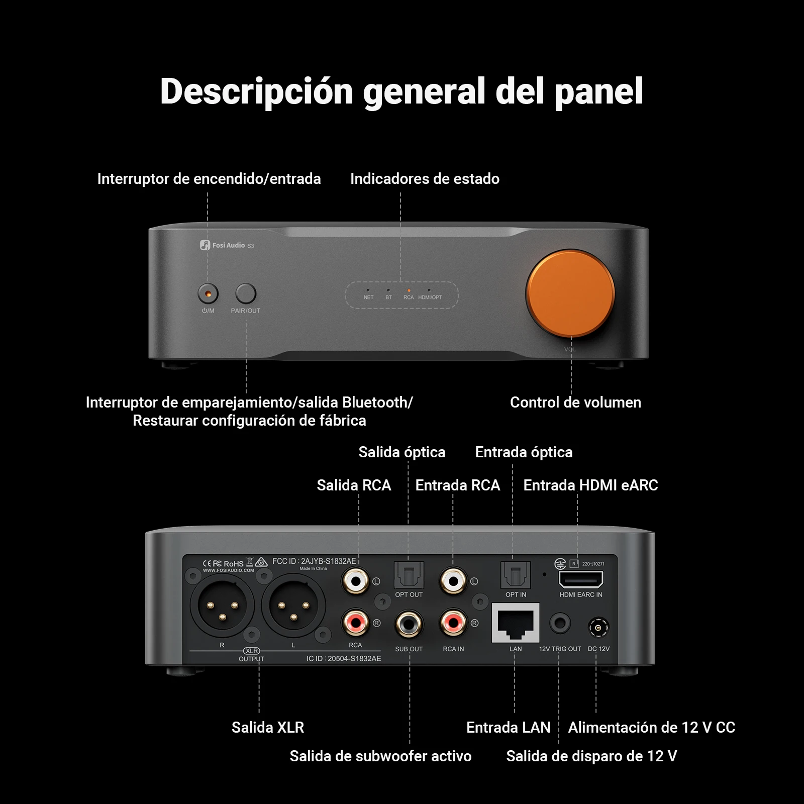 Reproductor de Música de Alta Resolución Fosi Audio, DAC con Bluetooth 5.3, Reproductor de Audio HiFi de Escritorio, Compatible con AirPlay2 AKM4493SEQ