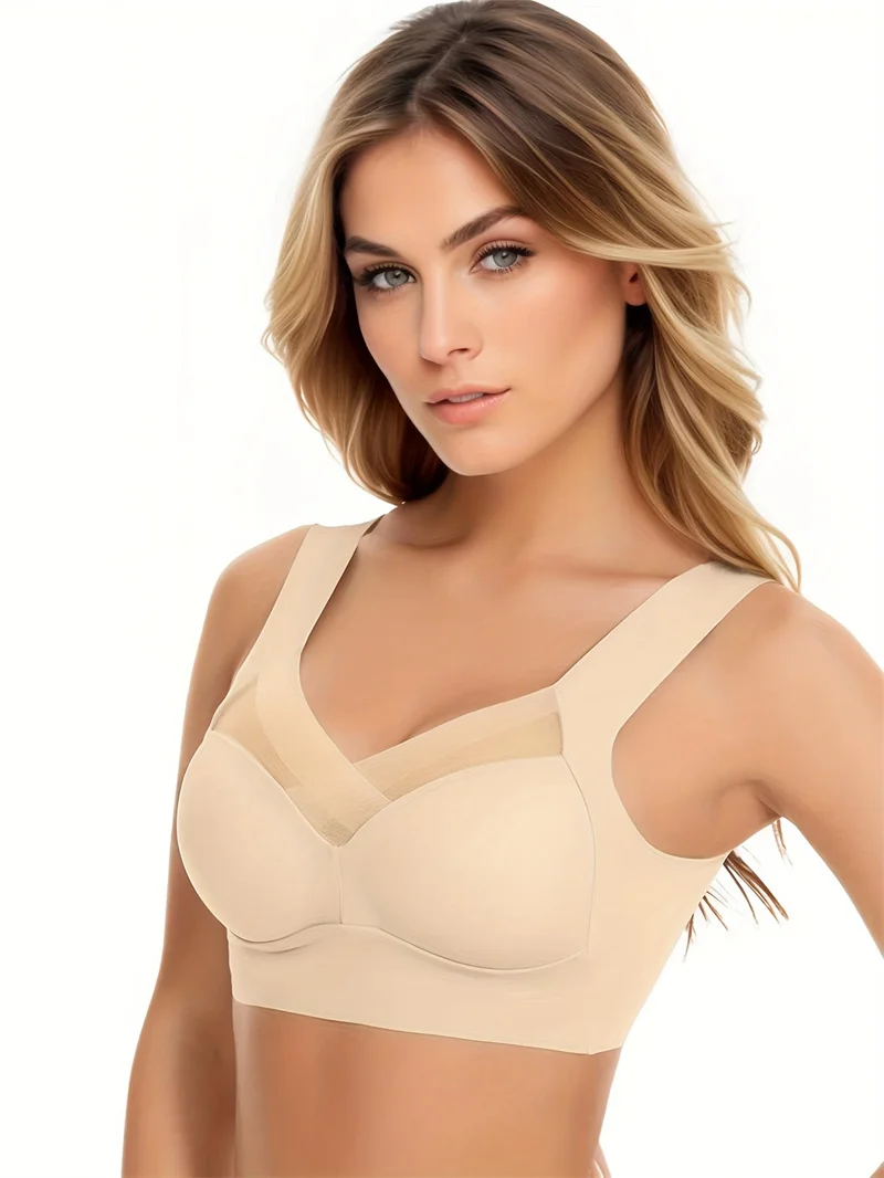 Solid Wireless Sports Bra, Comfy & Breathable Seamless Push Up Running Workout Tank Everyday Bra, Women's Lingerie & Underwear image 4