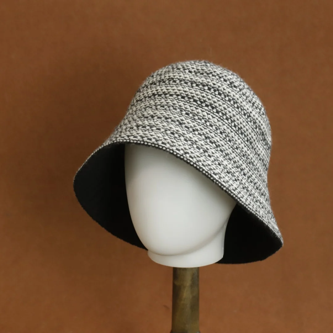 Cozy Lightweight Fall Women Textured Striped Knit Bucket Hat Soft Fuzzy Knitted Fisherman Cap Vintage Neutral Tone Cloche Hat