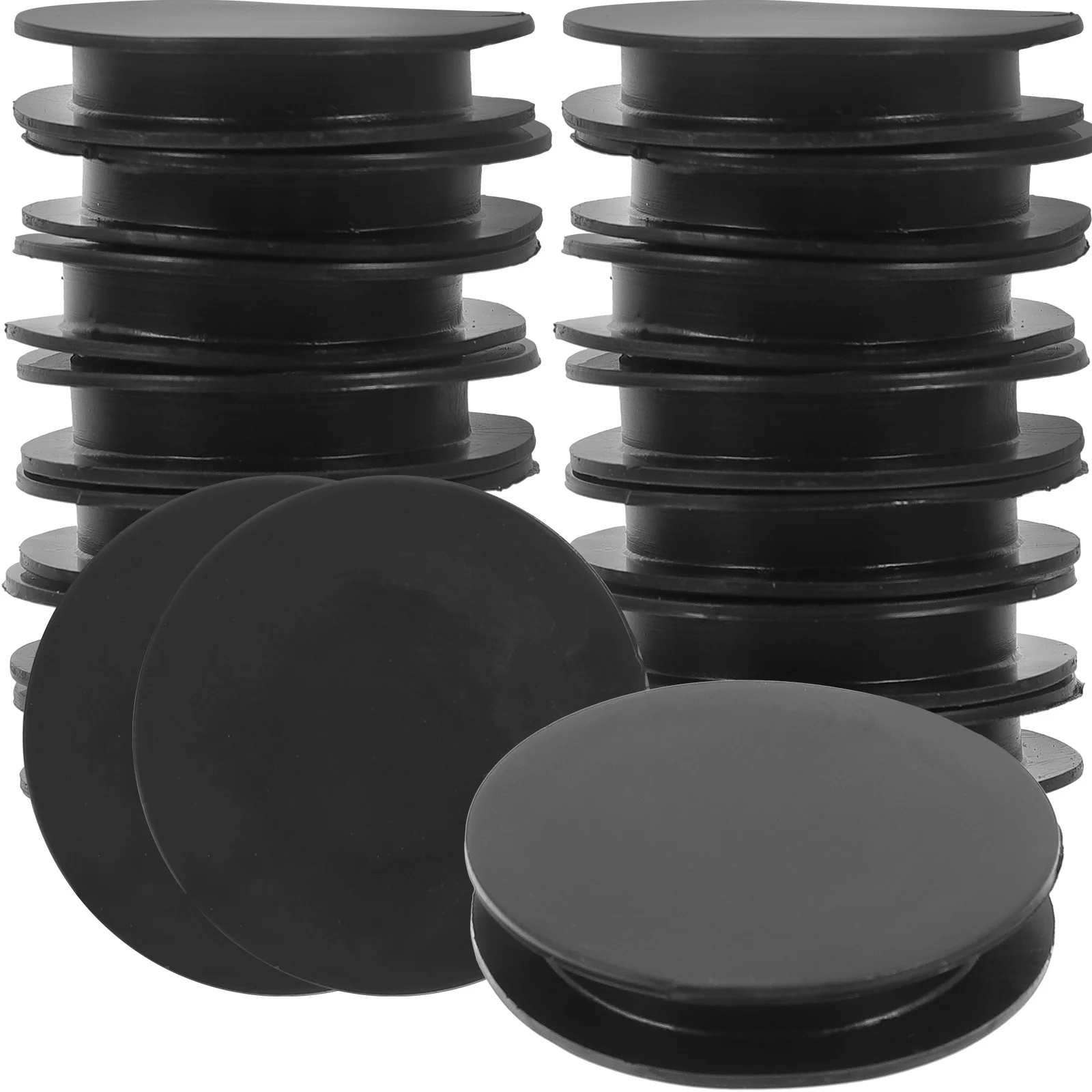 40pcs Piggy Bank Bottom Cover Black Double Layer PVC Stoppers 42mm Outer 32mm Inner Diameter Easy Install No Tools Saving