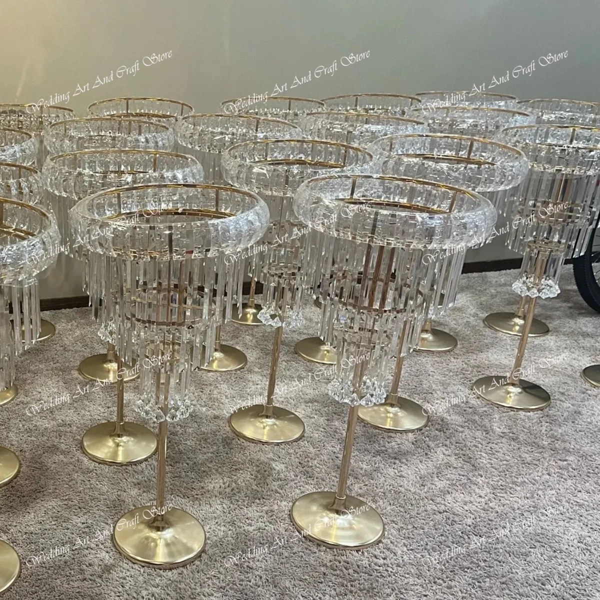 Imagem -06 - Decoração de Casamento Mesa Centerpiece Metal Dourado Suporte de Flores de Cristal Peça de Festa Prata 75cm 120cm 10 Pcs