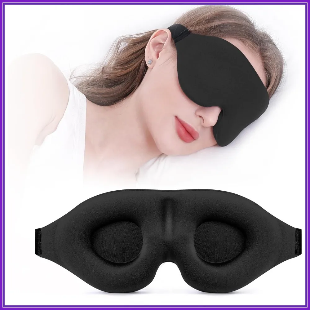 

Complete Light Blocking 3D Sleep Mask for Side Sleepers, Soft Breathable Eye Cover, Zero Pressure Night Blindfold