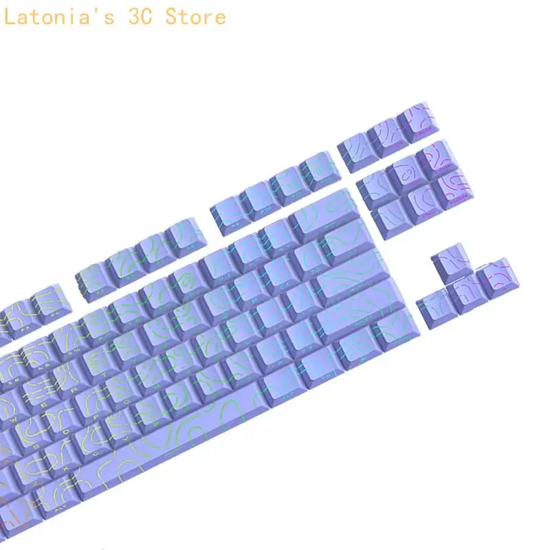 97-Tasten-PBT-Seitendruck, durchscheinende Tastenkappen für mechanische Tastatur-Tastenkappe X3UB – Detail 7