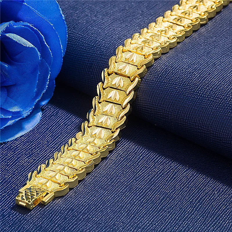 21cm Retro Fashion European Coin Gold-plated Jewelry Copper Plating 24K Gold Men's Wide Version Bracelet Watch Chain Wholesale