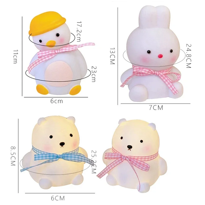 Animal LED Duck Night Light para quarto infantil - Lâmpada de cabeceira com sensor de toque para decoração de bebê