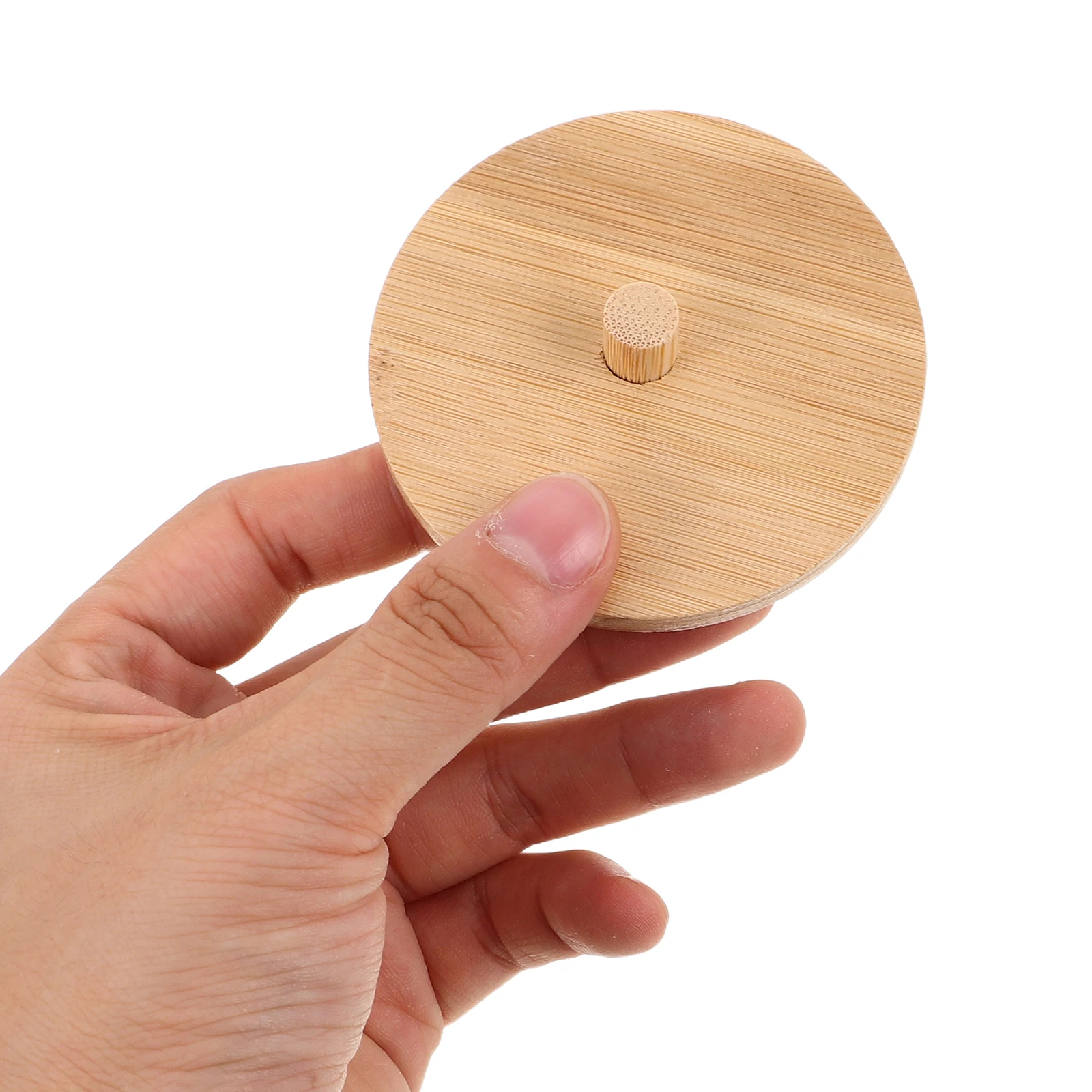 

10pcs Bamboo Swab Box Lid Storage Jar Organizer For Balls Swabs Dispenser Bathroom Vanity Container Sealing Design Smooth Edge