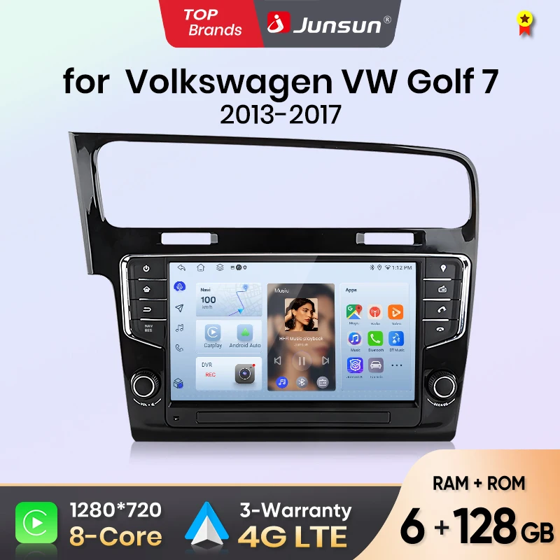 Radio samochodowe Junsun 9 cali do Volkswagen VW Golf 7 2013 2014 2015 - 2017 CarPlay Android Auto FM RDS DSP BT GPS Navi SWC HD IPS Ekran Dotykowy Plug & Play Odtwarzacz Multimedialny Zestaw