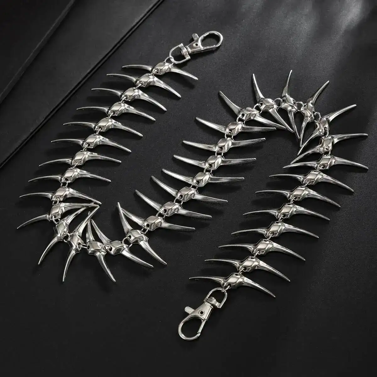 SHIXIN Übertreibungsketten: Schwerer Punk-Metall-Nieten-Taillenketten-Schlüsselanhänger für Herren – Hip-Hop-Hosenketten als Schmuck-Accessoire – Detail 7