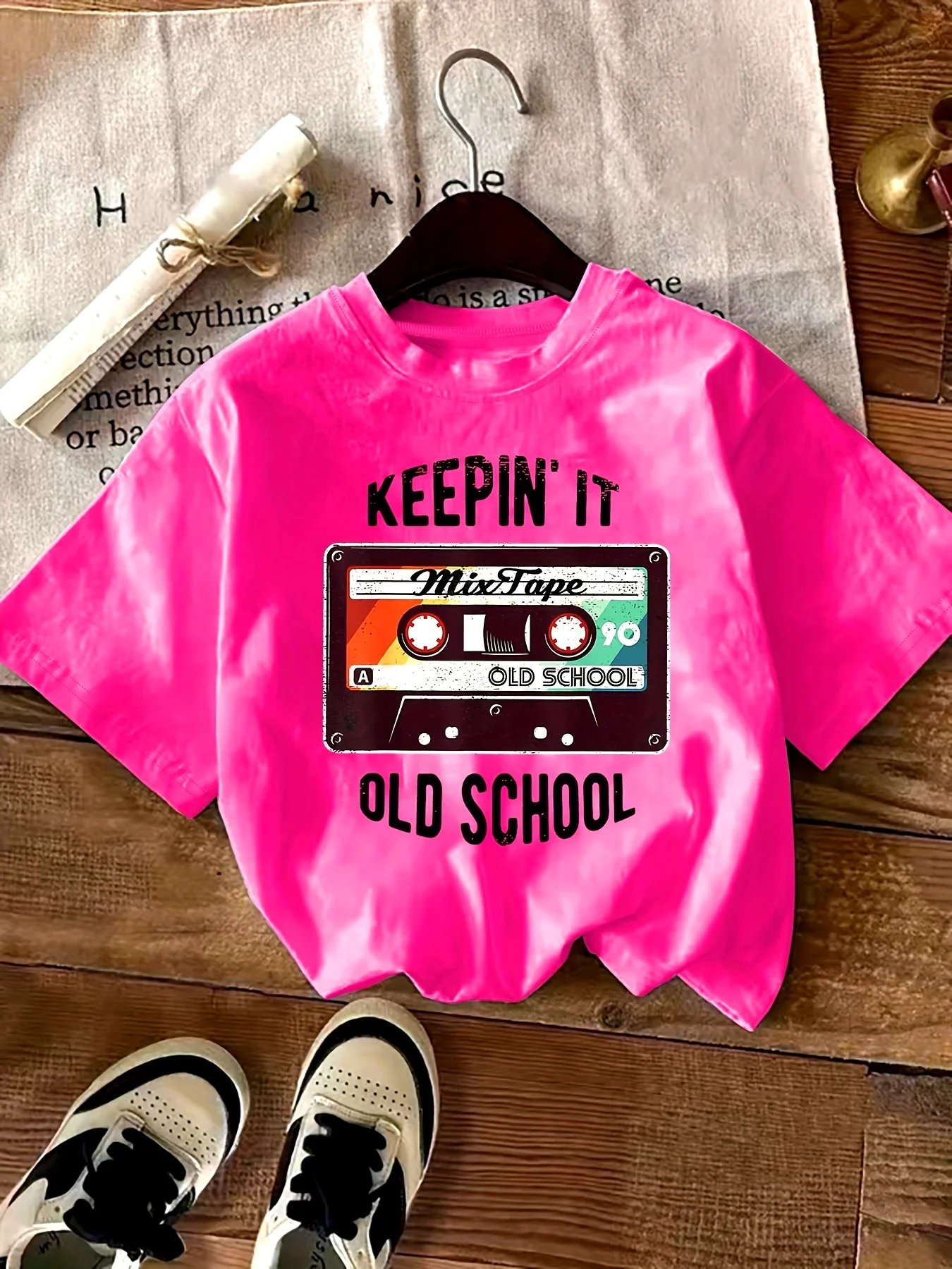 

Large size letter printed T-shirt, short sleeved round neck casual top, summer and spring, women's plus size clothing