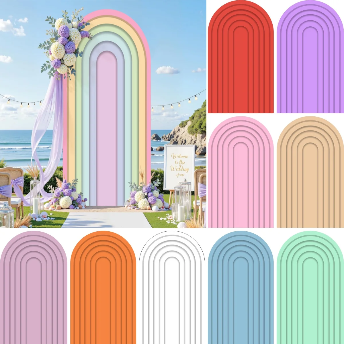 Yeele Rainbow Stripes 2-sided Arch Cover Background for Birt