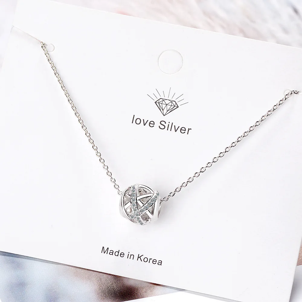 S925 Sterling Silver Electroplated 18k Rose Gold Hollow Diamond Bead Wisiorek Naszyjnik (40 Cm + 3,5 Cm) Luksusowa biżuteria