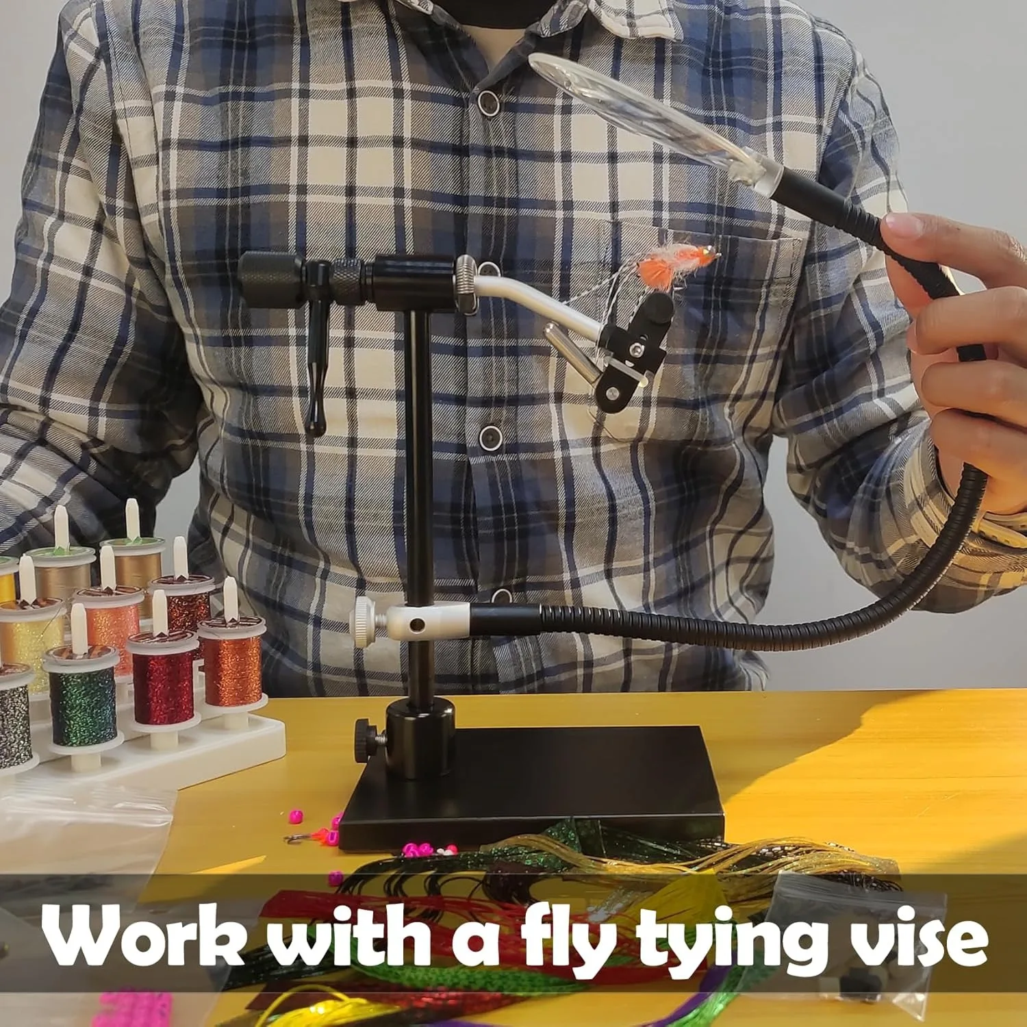 Aventik 2X Magnifying Glass for Fly Tying Vise 90mm Lens 35cm Flexible Arm - view 3