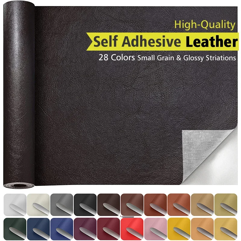 Leather Repairing Tape Self Adhesive Repair Patch Small Grain / Glossy Striations Pattern for Sofa Couch Furniture Drivers Seat