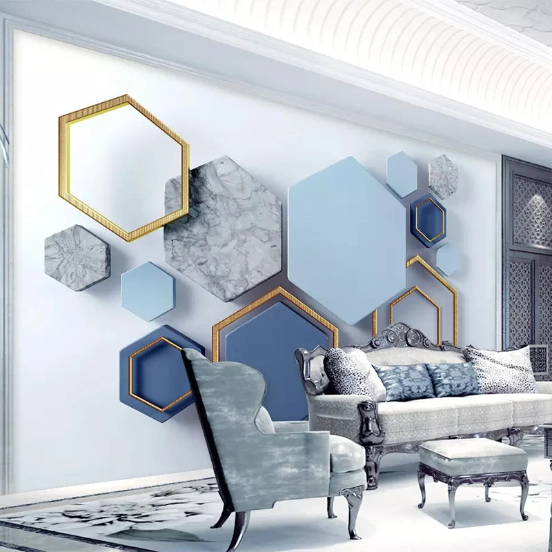 الحديثة 3D ستيريو مجردة مخصص الجداريات خلفية الفن هندسية صور طلاء جدران غرفة المعيشة غرفة نوم حائط الخلفية تغطي